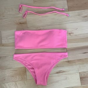pink Zaful bandeau top bikini
